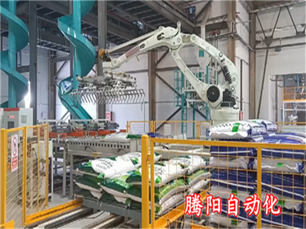 川崎飼料碼垛機(jī)器人雙線雙爪碼垛每小時1100包
