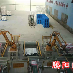 建筑材料行業(yè)使用兩臺碼垛機器人負(fù)責(zé)三線碼垛工作
